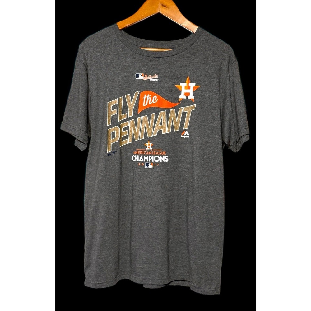 2017 Houston Astros AL Champions Fly‎ the Pennant Majestic Short Sleeve Tee Sz L